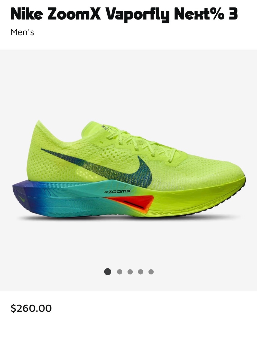 NWOT Nike Women’s ZoomX Vaporfly Next% 3 Neon Running Shoes Sz 9